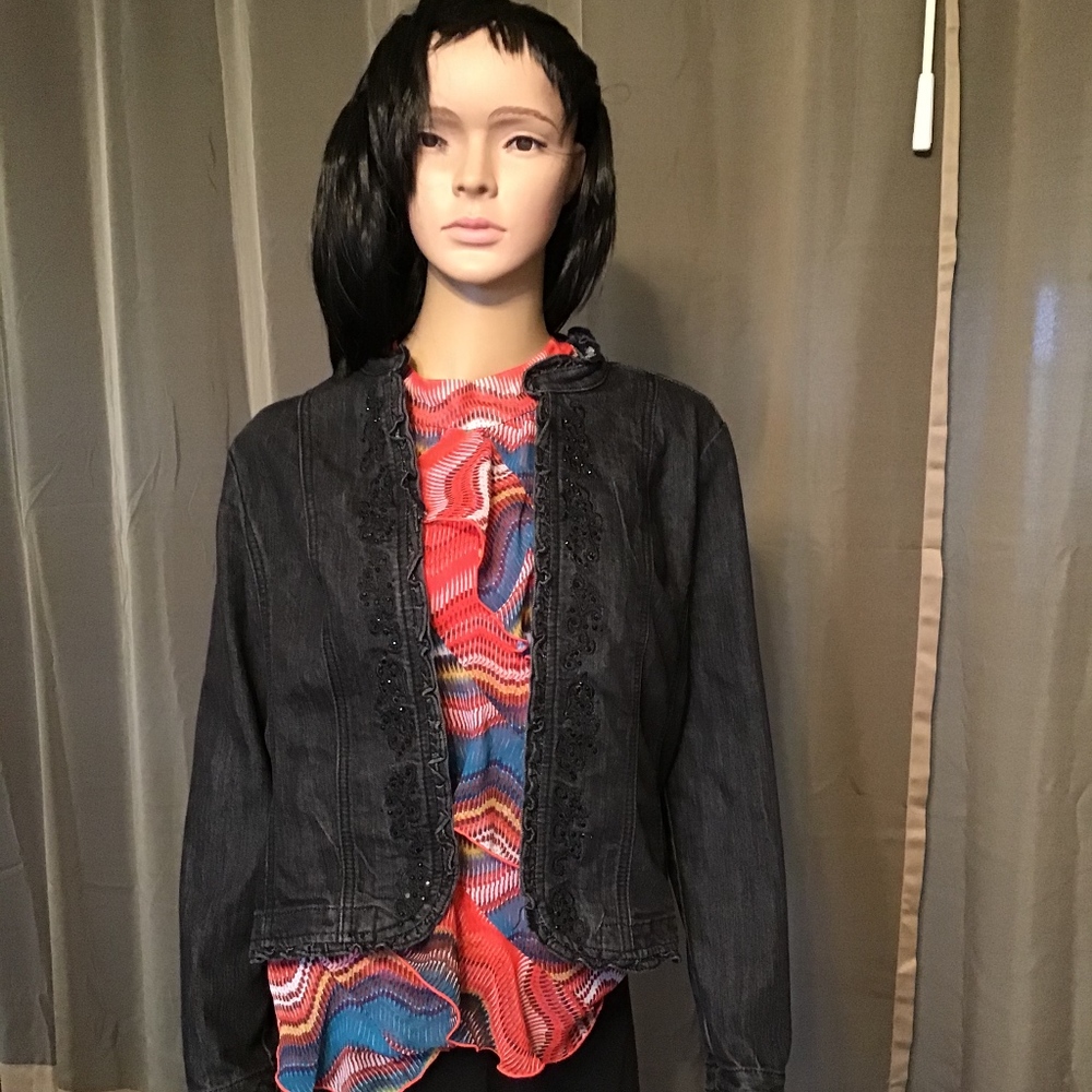 Rhinestone Embellished Black Jacket
